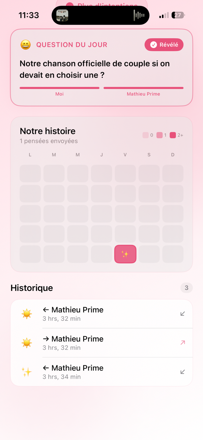 Accueil de l'application Saudades